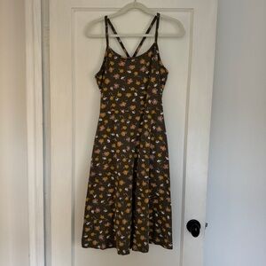 Pact Tossed Floral Green Fit & Flare Shorty Midi Dress